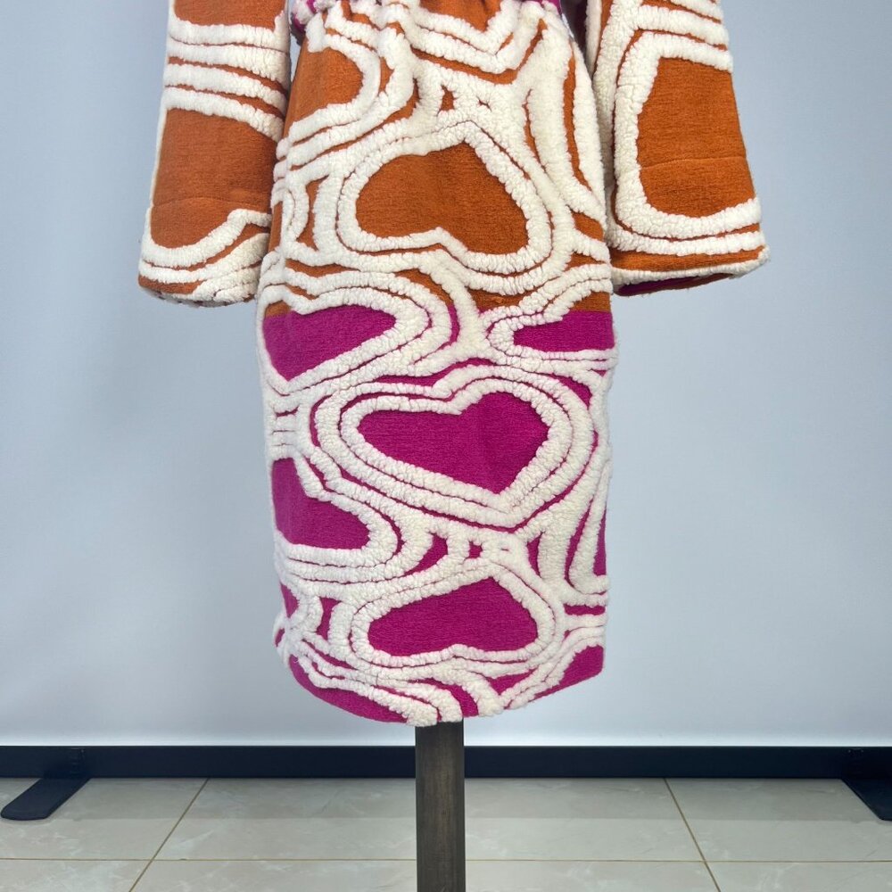 NWOT Farm Rio Wool Blend Hearts Fleece Oversized Coat Size M Multicolor - Picture 8 of 12